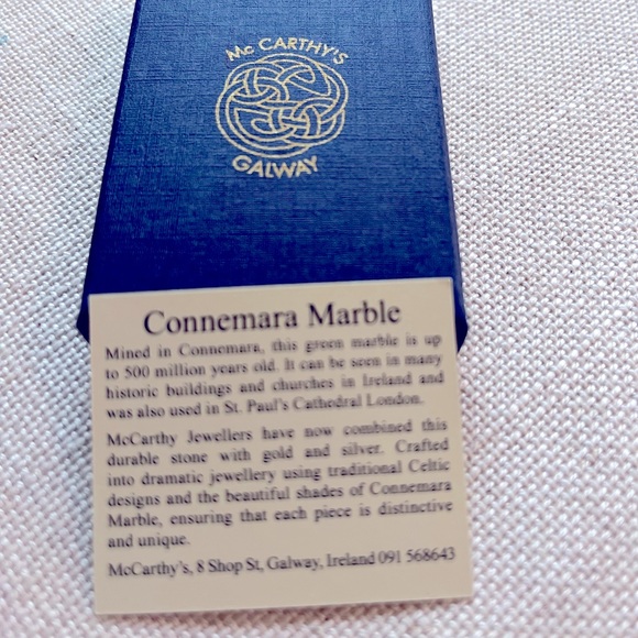 NIB. Connemara Marble Weave Earrings in Sterling Silver from Galway, Ireland - Picture 2 of 2